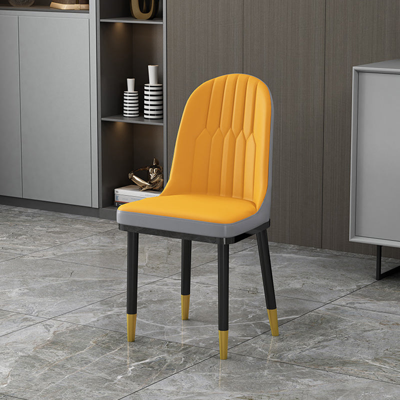 Glam Style Dining Chairs Armless Parsons Chairs with Metal Legs Orange 1 Piece Clearhalo ' kitchen&dining_furn' 'Dining Chairs' 'Dining Tables & Seating' 'dining_chair' 'furn' 'furn_dining_chair' 'Furniture' 'furniture_dining_chair' 'Kitchen & Dining Furniture' 'kitchen' 4315961