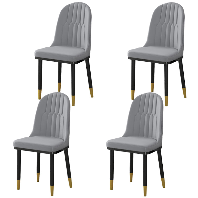 Glam Style Dining Chairs Armless Parsons Chairs with Metal Legs Grey 4 Piece Set Clearhalo ' kitchen&dining_furn' 'Dining Chairs' 'Dining Tables & Seating' 'dining_chair' 'furn' 'furn_dining_chair' 'Furniture' 'furniture_dining_chair' 'Kitchen & Dining Furniture' 'kitchen' 4315965
