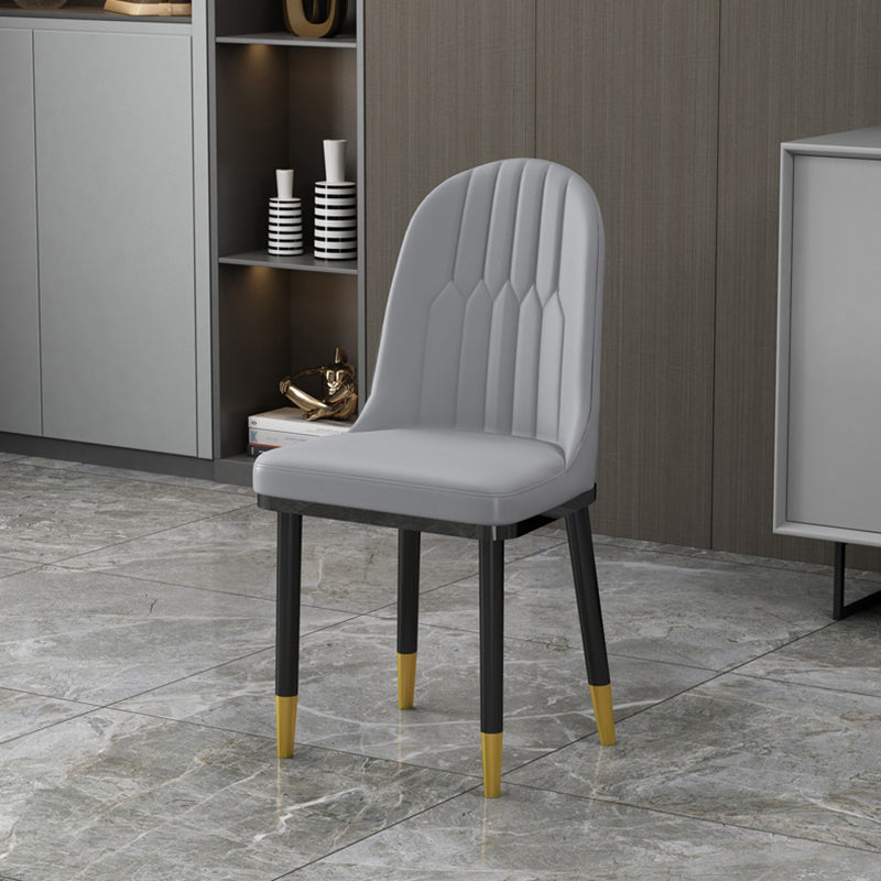 Glam Style Dining Chairs Armless Parsons Chairs with Metal Legs Grey 1 Piece Clearhalo ' kitchen&dining_furn' 'Dining Chairs' 'Dining Tables & Seating' 'dining_chair' 'furn' 'furn_dining_chair' 'Furniture' 'furniture_dining_chair' 'Kitchen & Dining Furniture' 'kitchen' 4315966