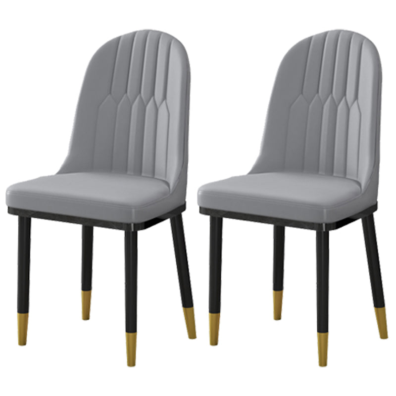 Glam Style Dining Chairs Armless Parsons Chairs with Metal Legs Grey 2 Piece Set Clearhalo ' kitchen&dining_furn' 'Dining Chairs' 'Dining Tables & Seating' 'dining_chair' 'furn' 'furn_dining_chair' 'Furniture' 'furniture_dining_chair' 'Kitchen & Dining Furniture' 'kitchen' 4315967