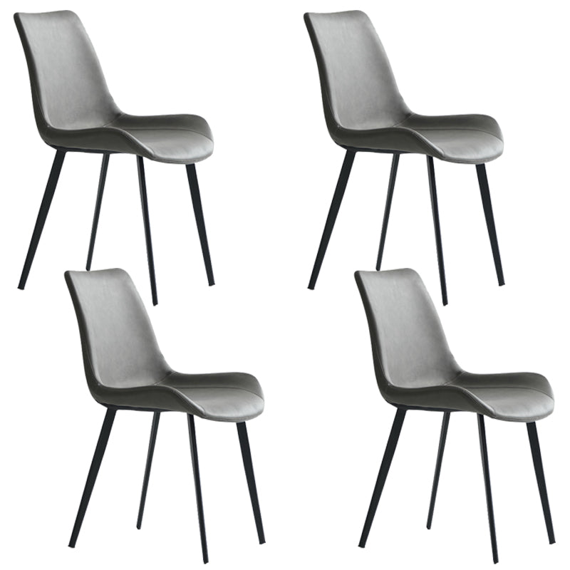 Contemporary Style Dining Chairs Armless Side Chairs for Kitchen with Metal Legs Dark Gray 4 Piece Set Clearhalo ' kitchen&dining_furn' 'Dining Chairs' 'Dining Tables & Seating' 'dining_chair' 'furn' 'furn_dining_chair' 'Furniture' 'furniture_dining_chair' 'Kitchen & Dining Furniture' 'kitchen' 4315970