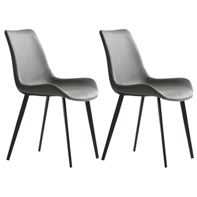 Contemporary Style Dining Chairs Armless Side Chairs for Kitchen with Metal Legs Dark Gray 2 Piece Set Clearhalo ' kitchen&dining_furn' 'Dining Chairs' 'Dining Tables & Seating' 'dining_chair' 'furn' 'furn_dining_chair' 'Furniture' 'furniture_dining_chair' 'Kitchen & Dining Furniture' 'kitchen' 4315973