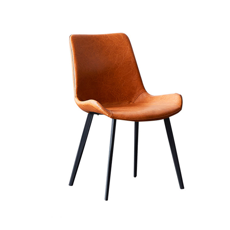 Contemporary Style Dining Chairs Armless Side Chairs for Kitchen with Metal Legs Orange 1 Piece Clearhalo ' kitchen&dining_furn' 'Dining Chairs' 'Dining Tables & Seating' 'dining_chair' 'furn' 'furn_dining_chair' 'Furniture' 'furniture_dining_chair' 'Kitchen & Dining Furniture' 'kitchen' 4315977