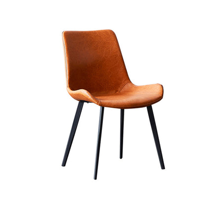 Contemporary Style Dining Chairs Armless Side Chairs for Kitchen with Metal Legs Orange 1 Piece Clearhalo ' kitchen&dining_furn' 'Dining Chairs' 'Dining Tables & Seating' 'dining_chair' 'furn' 'furn_dining_chair' 'Furniture' 'furniture_dining_chair' 'Kitchen & Dining Furniture' 'kitchen' 4315977