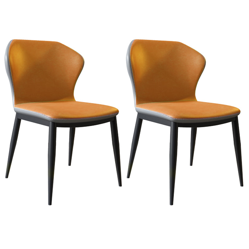 Contemporary Dining Chair Armless Metal Wingback Chairs for Kitchen Orange 2 Piece Set Clearhalo ' kitchen&dining_furn' 'Dining Chairs' 'Dining Tables & Seating' 'dining_chair' 'furn' 'furn_dining_chair' 'Furniture' 'furniture_dining_chair' 'Kitchen & Dining Furniture' 'kitchen' 4315986