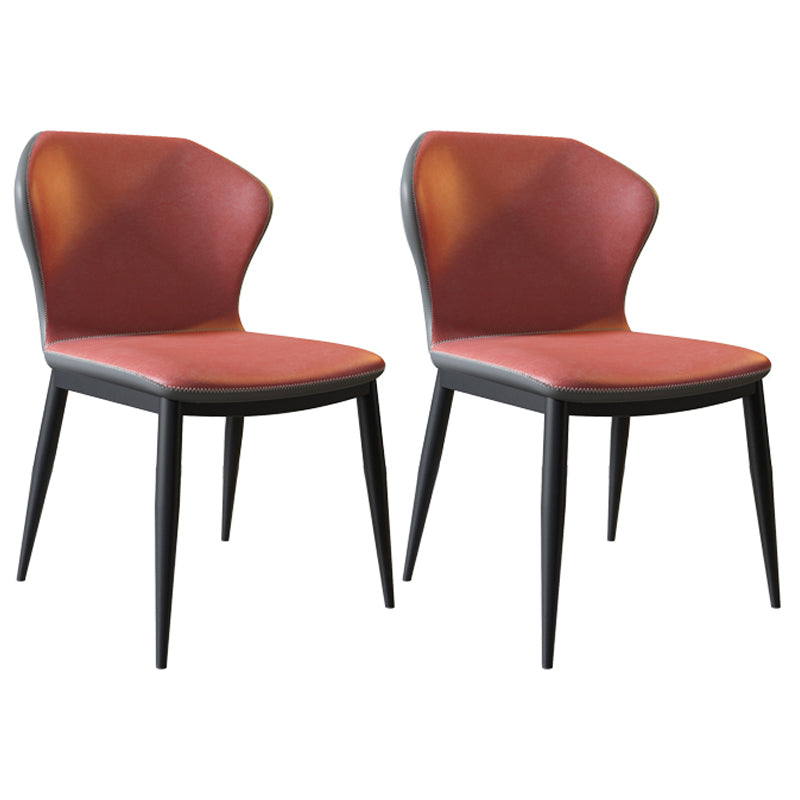 Contemporary Dining Chair Armless Metal Wingback Chairs for Kitchen Pink 2 Piece Set Clearhalo ' kitchen&dining_furn' 'Dining Chairs' 'Dining Tables & Seating' 'dining_chair' 'furn' 'furn_dining_chair' 'Furniture' 'furniture_dining_chair' 'Kitchen & Dining Furniture' 'kitchen' 4315987