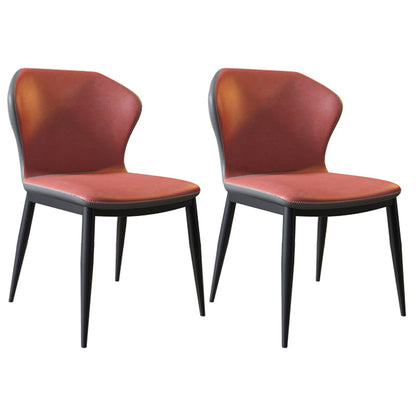 Contemporary Dining Chair Armless Metal Wingback Chairs for Kitchen Pink 2 Piece Set Clearhalo ' kitchen&dining_furn' 'Dining Chairs' 'Dining Tables & Seating' 'dining_chair' 'furn' 'furn_dining_chair' 'Furniture' 'furniture_dining_chair' 'Kitchen & Dining Furniture' 'kitchen' 4315987