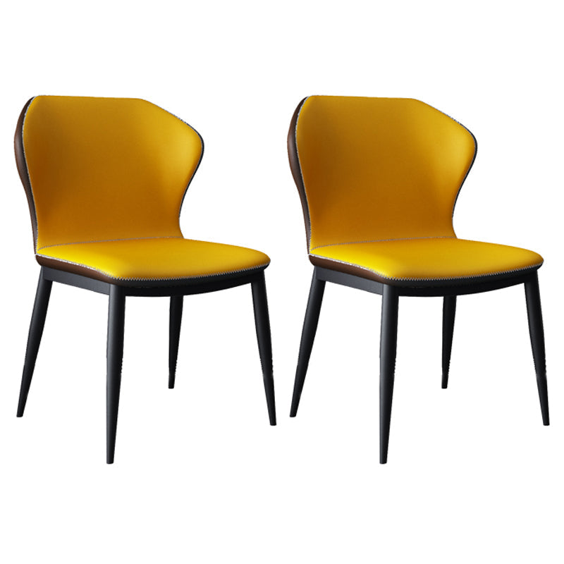 Contemporary Dining Chair Armless Metal Wingback Chairs for Kitchen Yellow 2 Piece Set Clearhalo ' kitchen&dining_furn' 'Dining Chairs' 'Dining Tables & Seating' 'dining_chair' 'furn' 'furn_dining_chair' 'Furniture' 'furniture_dining_chair' 'Kitchen & Dining Furniture' 'kitchen' 4315989