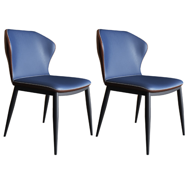 Contemporary Dining Chair Armless Metal Wingback Chairs for Kitchen Blue 2 Piece Set Clearhalo ' kitchen&dining_furn' 'Dining Chairs' 'Dining Tables & Seating' 'dining_chair' 'furn' 'furn_dining_chair' 'Furniture' 'furniture_dining_chair' 'Kitchen & Dining Furniture' 'kitchen' 4315991