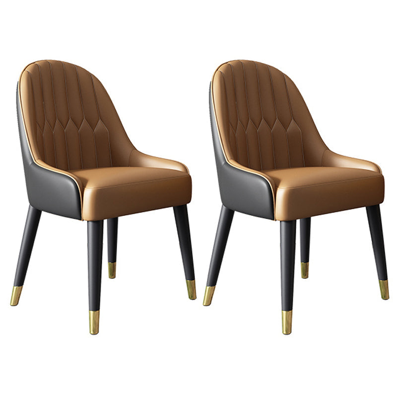 Nordic Style Dining Chair Metal Arm Parsons Chair for Kitchen Brown 2 Piece Set Clearhalo ' kitchen&dining_furn' 'Dining Chairs' 'Dining Tables & Seating' 'dining_chair' 'furn' 'furn_dining_chair' 'Furniture' 'furniture_dining_chair' 'Kitchen & Dining Furniture' 'kitchen' 4316006