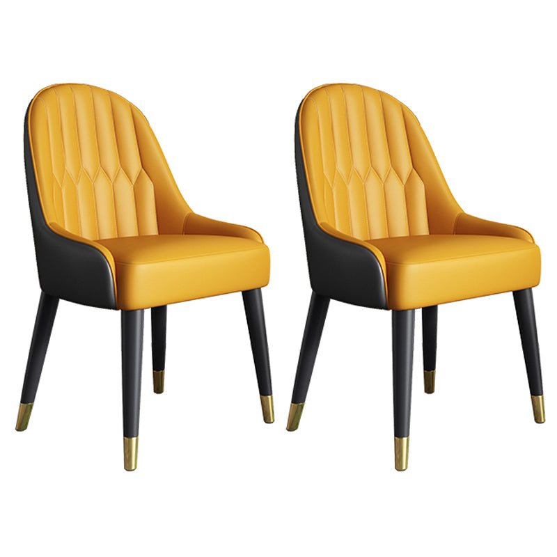Nordic Style Dining Chair Metal Arm Parsons Chair for Kitchen Yellow 2 Piece Set Clearhalo ' kitchen&dining_furn' 'Dining Chairs' 'Dining Tables & Seating' 'dining_chair' 'furn' 'furn_dining_chair' 'Furniture' 'furniture_dining_chair' 'Kitchen & Dining Furniture' 'kitchen' 4316008