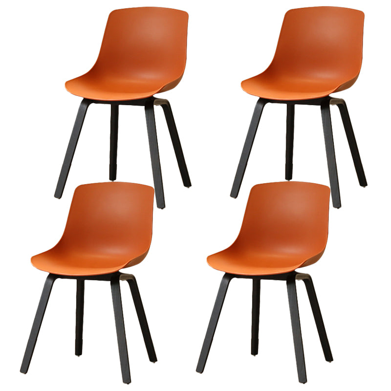 Scandinavian Restaurant Solid Back Side Chair Wood Matte Finish Dining Chair Red Brown 4 Piece Set Black Clearhalo ' kitchen&dining_furn' 'Dining Chairs' 'Dining Tables & Seating' 'dining_chair' 'furn' 'furn_dining_chair' 'Furniture' 'furniture_dining_chair' 'Kitchen & Dining Furniture' 'kitchen' 4316050