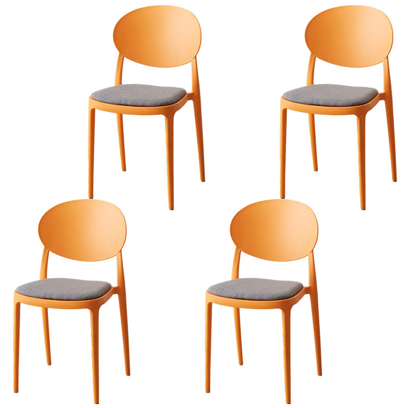 Scandinavian Restaurant Open Back Side Chair Plastic Matte Finish Dining Chair Orange-Gray 4 Piece Set Clearhalo ' kitchen&dining_furn' 'Dining Chairs' 'Dining Tables & Seating' 'dining_chair' 'furn' 'furn_dining_chair' 'Furniture' 'furniture_dining_chair' 'Kitchen & Dining Furniture' 'kitchen' 4316066
