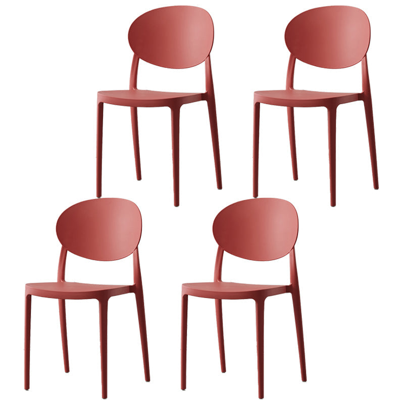 Scandinavian Restaurant Open Back Side Chair Plastic Matte Finish Dining Chair Red 4 Piece Set Clearhalo ' kitchen&dining_furn' 'Dining Chairs' 'Dining Tables & Seating' 'dining_chair' 'furn' 'furn_dining_chair' 'Furniture' 'furniture_dining_chair' 'Kitchen & Dining Furniture' 'kitchen' 4316079
