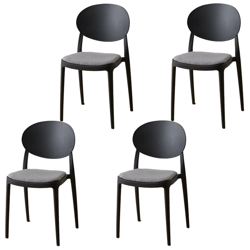 Scandinavian Restaurant Open Back Side Chair Plastic Matte Finish Dining Chair Black-Gray 4 Piece Set Clearhalo ' kitchen&dining_furn' 'Dining Chairs' 'Dining Tables & Seating' 'dining_chair' 'furn' 'furn_dining_chair' 'Furniture' 'furniture_dining_chair' 'Kitchen & Dining Furniture' 'kitchen' 4316082