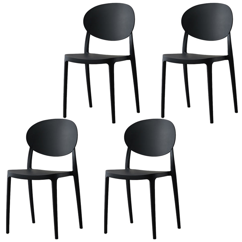 Scandinavian Restaurant Open Back Side Chair Plastic Matte Finish Dining Chair Black 4 Piece Set Clearhalo ' kitchen&dining_furn' 'Dining Chairs' 'Dining Tables & Seating' 'dining_chair' 'furn' 'furn_dining_chair' 'Furniture' 'furniture_dining_chair' 'Kitchen & Dining Furniture' 'kitchen' 4316083