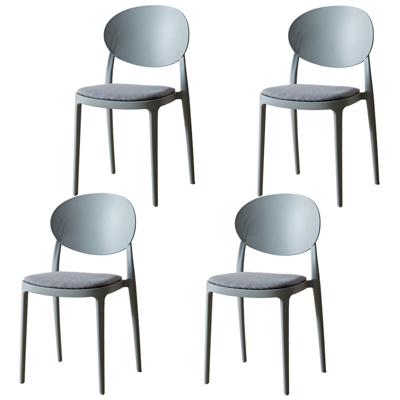 Scandinavian Restaurant Open Back Side Chair Plastic Matte Finish Dining Chair Silver Gray 4 Piece Set Clearhalo ' kitchen&dining_furn' 'Dining Chairs' 'Dining Tables & Seating' 'dining_chair' 'furn' 'furn_dining_chair' 'Furniture' 'furniture_dining_chair' 'Kitchen & Dining Furniture' 'kitchen' 4316085