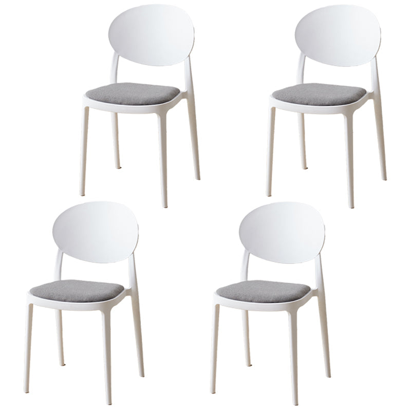 Scandinavian Restaurant Open Back Side Chair Plastic Matte Finish Dining Chair White-Gray 4 Piece Set Clearhalo ' kitchen&dining_furn' 'Dining Chairs' 'Dining Tables & Seating' 'dining_chair' 'furn' 'furn_dining_chair' 'Furniture' 'furniture_dining_chair' 'Kitchen & Dining Furniture' 'kitchen' 4316088