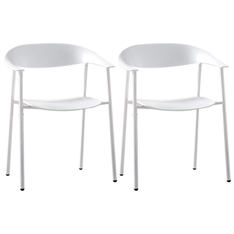 Modern Metal Dining Room Chair Stackable Dining Arm Chairs for Restaurant White 2 Piece Set Clearhalo ' kitchen&dining_furn' 'Dining Chairs' 'Dining Tables & Seating' 'dining_chair' 'furn' 'furn_dining_chair' 'Furniture' 'furniture_dining_chair' 'Kitchen & Dining Furniture' 'kitchen' 4316112