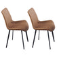 Indoor Industrial Arm Chair Solid Back Metal Upholstered Dining Room Chair Brown 2 Piece Set Clearhalo ' kitchen&dining_furn' 'Dining Chairs' 'Dining Tables & Seating' 'dining_chair' 'furn' 'furn_dining_chair' 'Furniture' 'furniture_dining_chair' 'Kitchen & Dining Furniture' 'kitchen' 4316145
