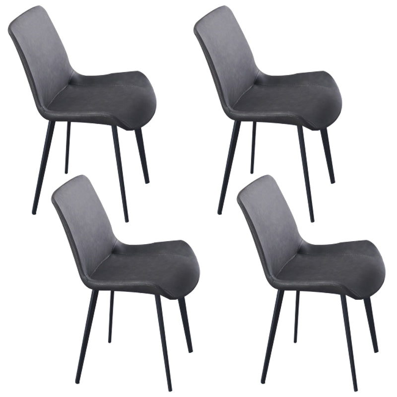 Indoor Industrial Arm Chair Solid Back Metal Upholstered Dining Room Chair Black 4 Piece Set Clearhalo ' kitchen&dining_furn' 'Dining Chairs' 'Dining Tables & Seating' 'dining_chair' 'furn' 'furn_dining_chair' 'Furniture' 'furniture_dining_chair' 'Kitchen & Dining Furniture' 'kitchen' 4316147