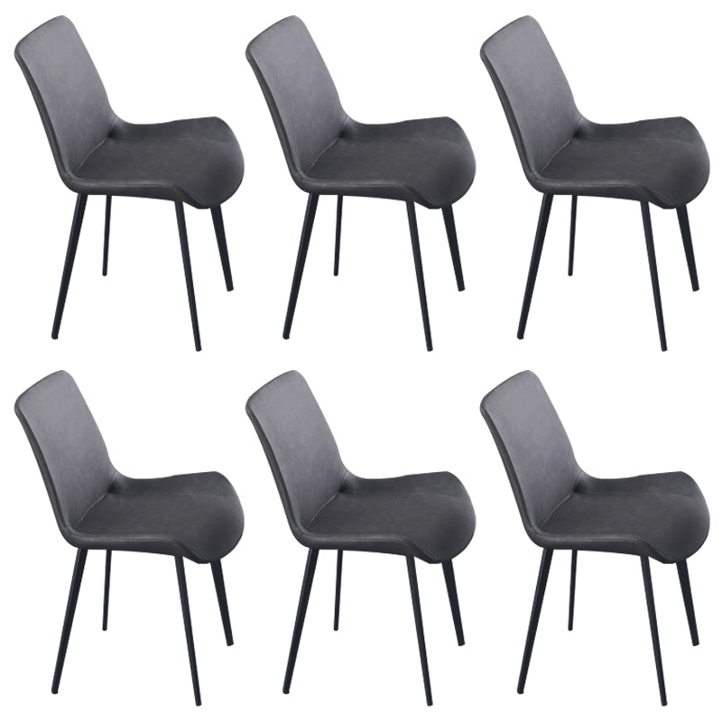Indoor Industrial Arm Chair Solid Back Metal Upholstered Dining Room Chair Black 6 Piece Set Clearhalo ' kitchen&dining_furn' 'Dining Chairs' 'Dining Tables & Seating' 'dining_chair' 'furn' 'furn_dining_chair' 'Furniture' 'furniture_dining_chair' 'Kitchen & Dining Furniture' 'kitchen' 4316149