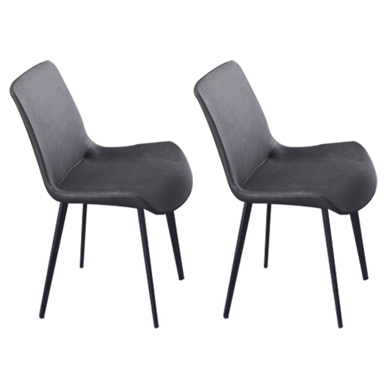 Indoor Industrial Arm Chair Solid Back Metal Upholstered Dining Room Chair Black 2 Piece Set Clearhalo ' kitchen&dining_furn' 'Dining Chairs' 'Dining Tables & Seating' 'dining_chair' 'furn' 'furn_dining_chair' 'Furniture' 'furniture_dining_chair' 'Kitchen & Dining Furniture' 'kitchen' 4316151