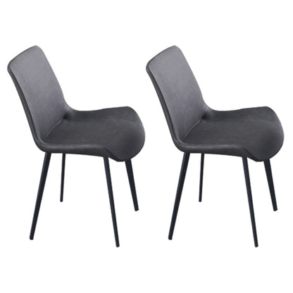 Indoor Industrial Arm Chair Solid Back Metal Upholstered Dining Room Chair Black 2 Piece Set Clearhalo ' kitchen&dining_furn' 'Dining Chairs' 'Dining Tables & Seating' 'dining_chair' 'furn' 'furn_dining_chair' 'Furniture' 'furniture_dining_chair' 'Kitchen & Dining Furniture' 'kitchen' 4316151