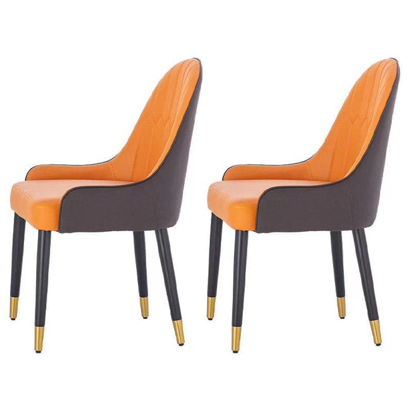 Home Scandinavian Arm Chair Metal Upholstered Parsons Dining Room Chair Orange 2 Piece Set Clearhalo ' kitchen&dining_furn' 'Dining Chairs' 'Dining Tables & Seating' 'dining_chair' 'furn' 'furn_dining_chair' 'Furniture' 'furniture_dining_chair' 'Kitchen & Dining Furniture' 'kitchen' 4316157