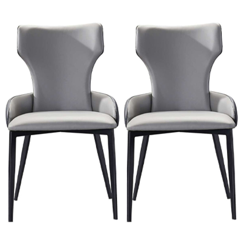 Contemporary Home Arm Chair Wingback Upholstered Metal Dining Room Chair Grey 2 Piece Set Clearhalo ' kitchen&dining_furn' 'Dining Chairs' 'Dining Tables & Seating' 'dining_chair' 'furn' 'furn_dining_chair' 'Furniture' 'furniture_dining_chair' 'Kitchen & Dining Furniture' 'kitchen' 4316168