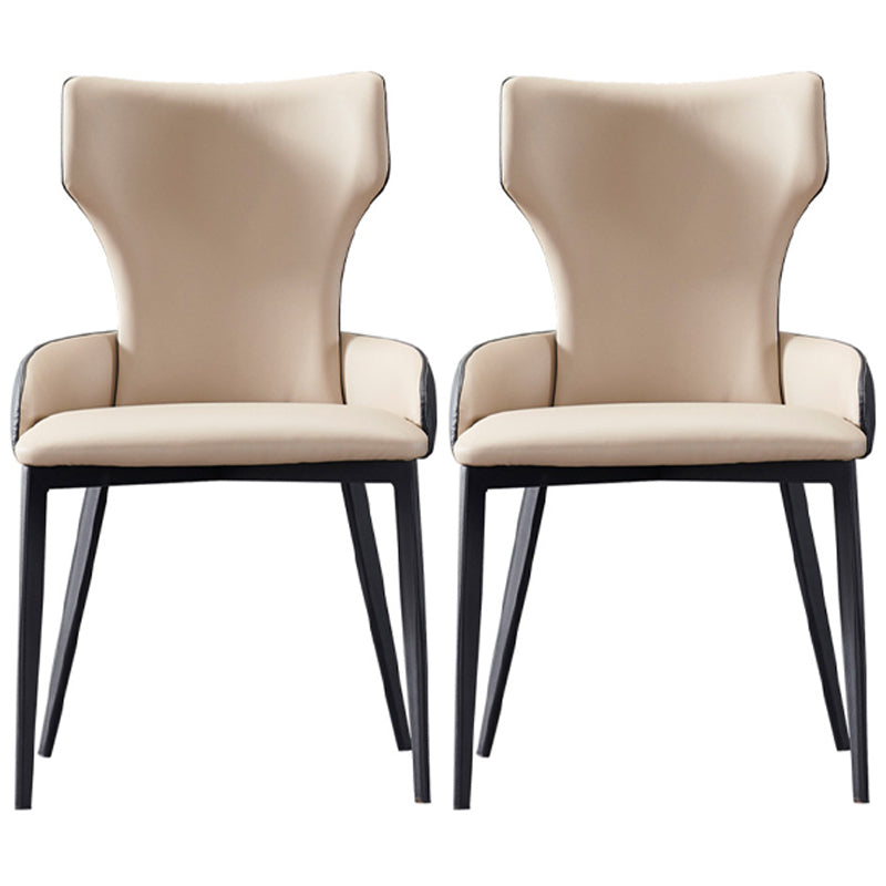 Contemporary Home Arm Chair Wingback Upholstered Metal Dining Room Chair Beige 2 Piece Set Clearhalo ' kitchen&dining_furn' 'Dining Chairs' 'Dining Tables & Seating' 'dining_chair' 'furn' 'furn_dining_chair' 'Furniture' 'furniture_dining_chair' 'Kitchen & Dining Furniture' 'kitchen' 4316169