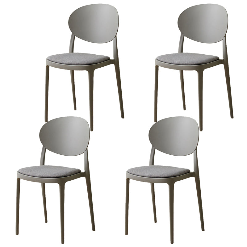 Scandinavian Plastic Restaurant Side Chair Open Back Matte Finish Dining Chair Silver Gray 4 Piece Set Clearhalo ' kitchen&dining_furn' 'Dining Chairs' 'Dining Tables & Seating' 'dining_chair' 'furn' 'furn_dining_chair' 'Furniture' 'furniture_dining_chair' 'Kitchen & Dining Furniture' 'kitchen' 4316182