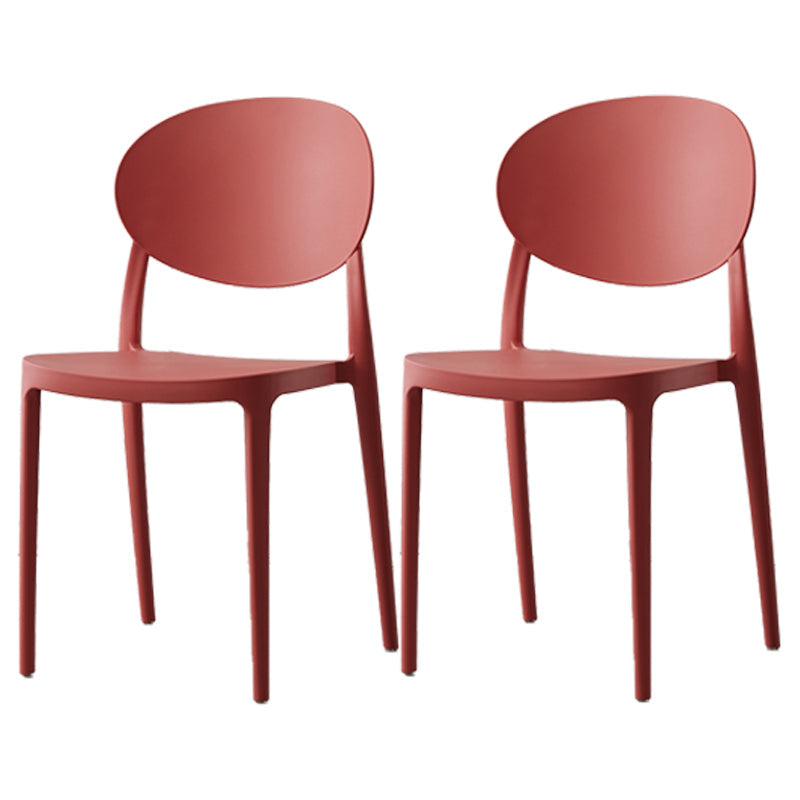 Scandinavian Plastic Restaurant Side Chair Open Back Matte Finish Dining Chair Red 2 Piece Set Clearhalo ' kitchen&dining_furn' 'Dining Chairs' 'Dining Tables & Seating' 'dining_chair' 'furn' 'furn_dining_chair' 'Furniture' 'furniture_dining_chair' 'Kitchen & Dining Furniture' 'kitchen' 4316206