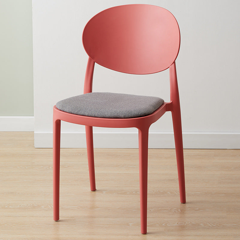 Scandinavian Plastic Restaurant Side Chair Open Back Matte Finish Dining Chair Red-Gray 1 Piece Clearhalo ' kitchen&dining_furn' 'Dining Chairs' 'Dining Tables & Seating' 'dining_chair' 'furn' 'furn_dining_chair' 'Furniture' 'furniture_dining_chair' 'Kitchen & Dining Furniture' 'kitchen' 4316208