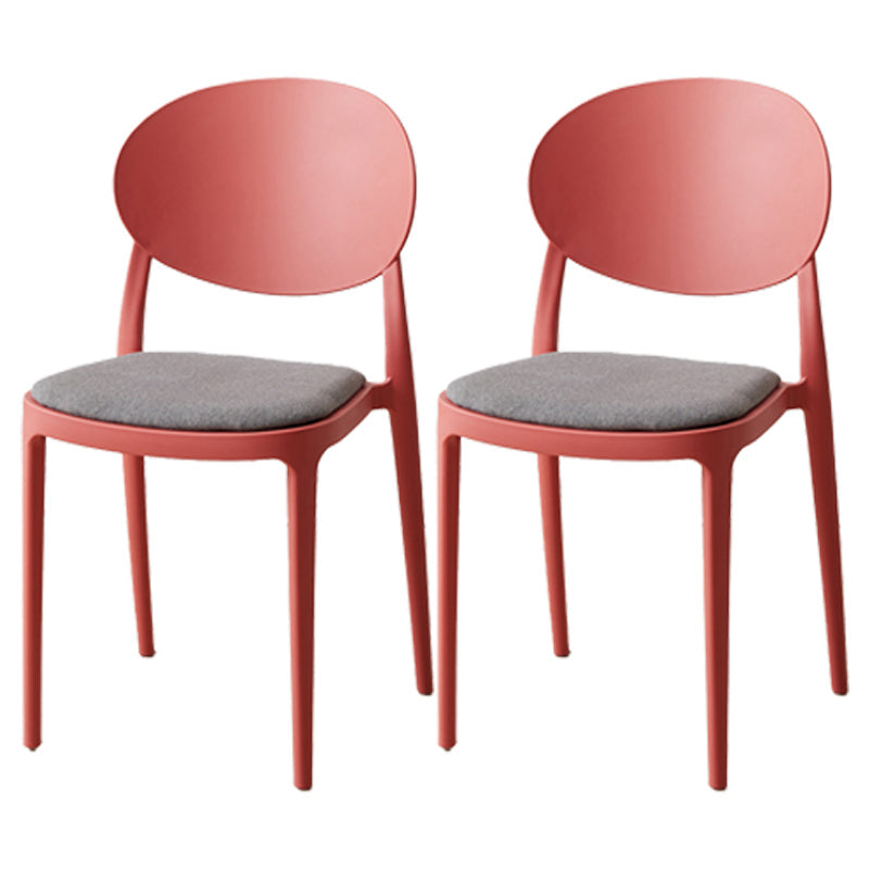 Scandinavian Plastic Restaurant Side Chair Open Back Matte Finish Dining Chair Red-Gray 2 Piece Set Clearhalo ' kitchen&dining_furn' 'Dining Chairs' 'Dining Tables & Seating' 'dining_chair' 'furn' 'furn_dining_chair' 'Furniture' 'furniture_dining_chair' 'Kitchen & Dining Furniture' 'kitchen' 4316209