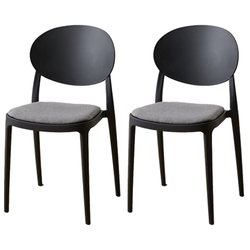 Scandinavian Plastic Restaurant Side Chair Open Back Matte Finish Dining Chair Black-Gray 2 Piece Set Clearhalo ' kitchen&dining_furn' 'Dining Chairs' 'Dining Tables & Seating' 'dining_chair' 'furn' 'furn_dining_chair' 'Furniture' 'furniture_dining_chair' 'Kitchen & Dining Furniture' 'kitchen' 4316212