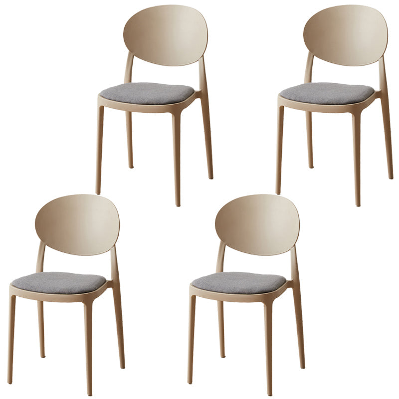 Scandinavian Plastic Restaurant Side Chair Open Back Matte Finish Dining Chair Camel 4 Piece Set Clearhalo ' kitchen&dining_furn' 'Dining Chairs' 'Dining Tables & Seating' 'dining_chair' 'furn' 'furn_dining_chair' 'Furniture' 'furniture_dining_chair' 'Kitchen & Dining Furniture' 'kitchen' 4316225