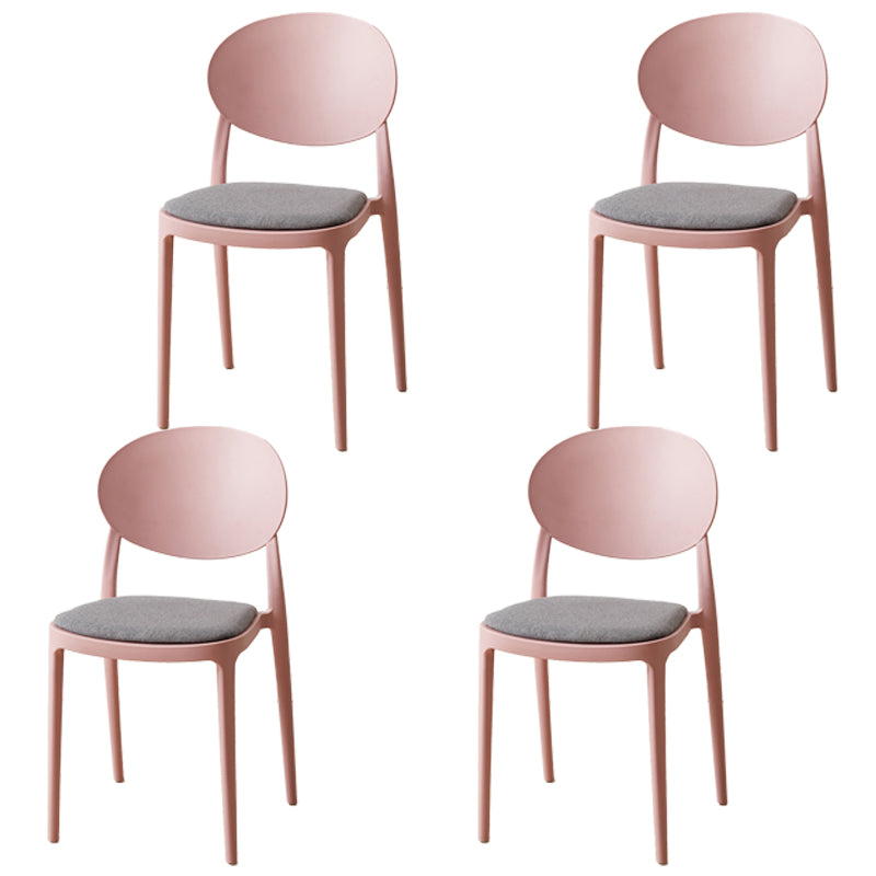 Scandinavian Plastic Restaurant Side Chair Open Back Matte Finish Dining Chair Gray-Pink 4 Piece Set Clearhalo ' kitchen&dining_furn' 'Dining Chairs' 'Dining Tables & Seating' 'dining_chair' 'furn' 'furn_dining_chair' 'Furniture' 'furniture_dining_chair' 'Kitchen & Dining Furniture' 'kitchen' 4316240