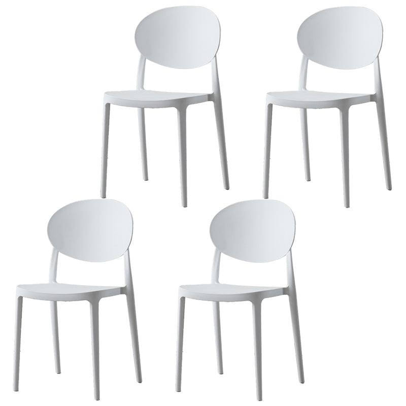 Scandinavian Plastic Restaurant Side Chair Open Back Matte Finish Dining Chair White 4 Piece Set Clearhalo ' kitchen&dining_furn' 'Dining Chairs' 'Dining Tables & Seating' 'dining_chair' 'furn' 'furn_dining_chair' 'Furniture' 'furniture_dining_chair' 'Kitchen & Dining Furniture' 'kitchen' 4316252