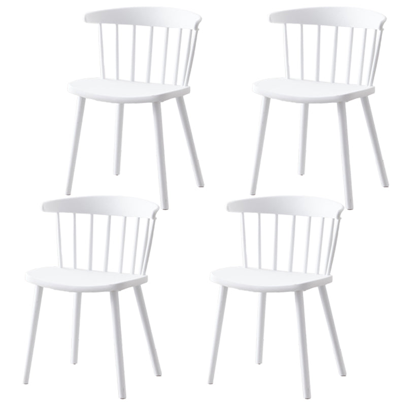 Scandinavian Home Slat Back Side Chair Matte Finish Plastic Dining Chair White 4 Piece Set Clearhalo ' kitchen&dining_furn' 'Dining Chairs' 'Dining Tables & Seating' 'dining_chair' 'furn' 'furn_dining_chair' 'Furniture' 'furniture_dining_chair' 'Kitchen & Dining Furniture' 'kitchen' 4316266