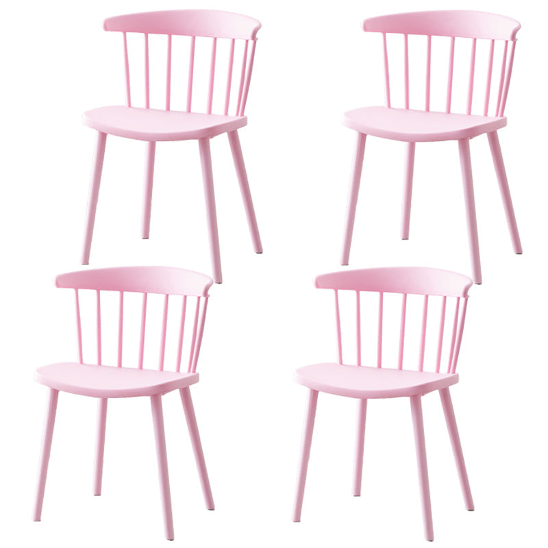 Scandinavian Home Slat Back Side Chair Matte Finish Plastic Dining Chair Pink 4 Piece Set Clearhalo ' kitchen&dining_furn' 'Dining Chairs' 'Dining Tables & Seating' 'dining_chair' 'furn' 'furn_dining_chair' 'Furniture' 'furniture_dining_chair' 'Kitchen & Dining Furniture' 'kitchen' 4316272