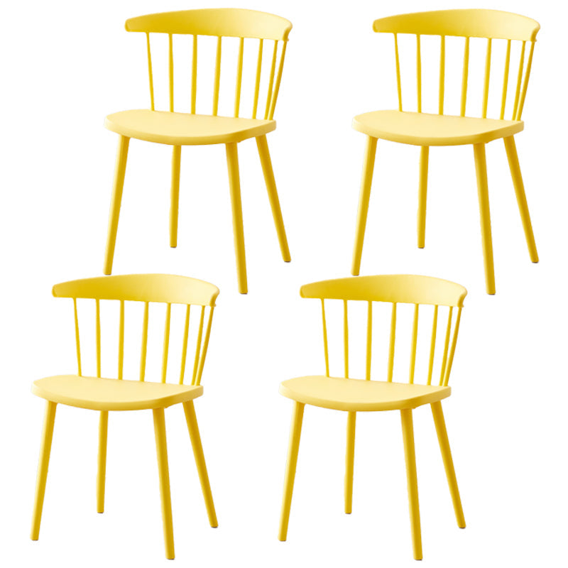Scandinavian Home Slat Back Side Chair Matte Finish Plastic Dining Chair Yellow 4 Piece Set Clearhalo ' kitchen&dining_furn' 'Dining Chairs' 'Dining Tables & Seating' 'dining_chair' 'furn' 'furn_dining_chair' 'Furniture' 'furniture_dining_chair' 'Kitchen & Dining Furniture' 'kitchen' 4316278