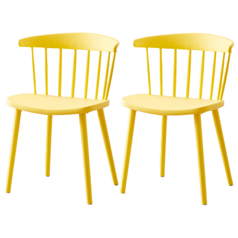 Scandinavian Home Slat Back Side Chair Matte Finish Plastic Dining Chair Yellow 2 Piece Set Clearhalo ' kitchen&dining_furn' 'Dining Chairs' 'Dining Tables & Seating' 'dining_chair' 'furn' 'furn_dining_chair' 'Furniture' 'furniture_dining_chair' 'Kitchen & Dining Furniture' 'kitchen' 4316282