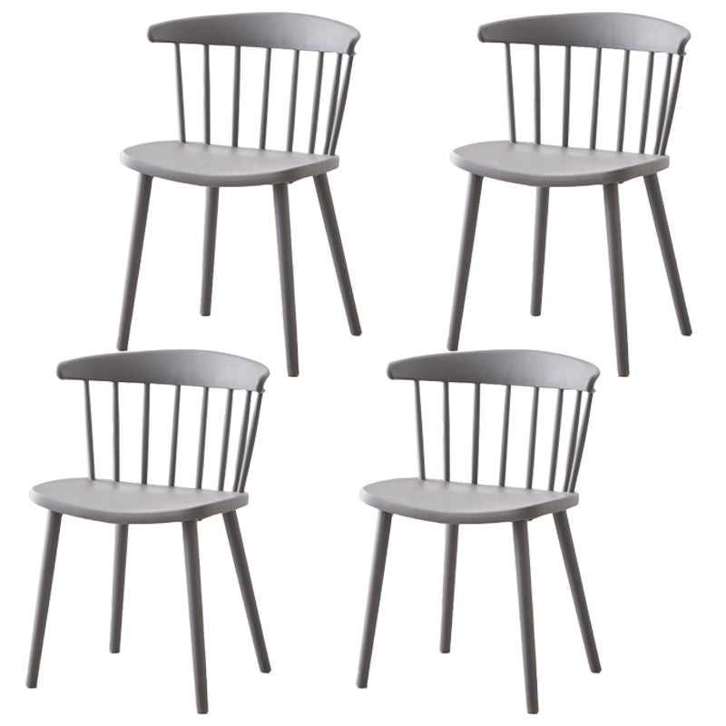 Scandinavian Home Slat Back Side Chair Matte Finish Plastic Dining Chair Grey 4 Piece Set Clearhalo ' kitchen&dining_furn' 'Dining Chairs' 'Dining Tables & Seating' 'dining_chair' 'furn' 'furn_dining_chair' 'Furniture' 'furniture_dining_chair' 'Kitchen & Dining Furniture' 'kitchen' 4316284