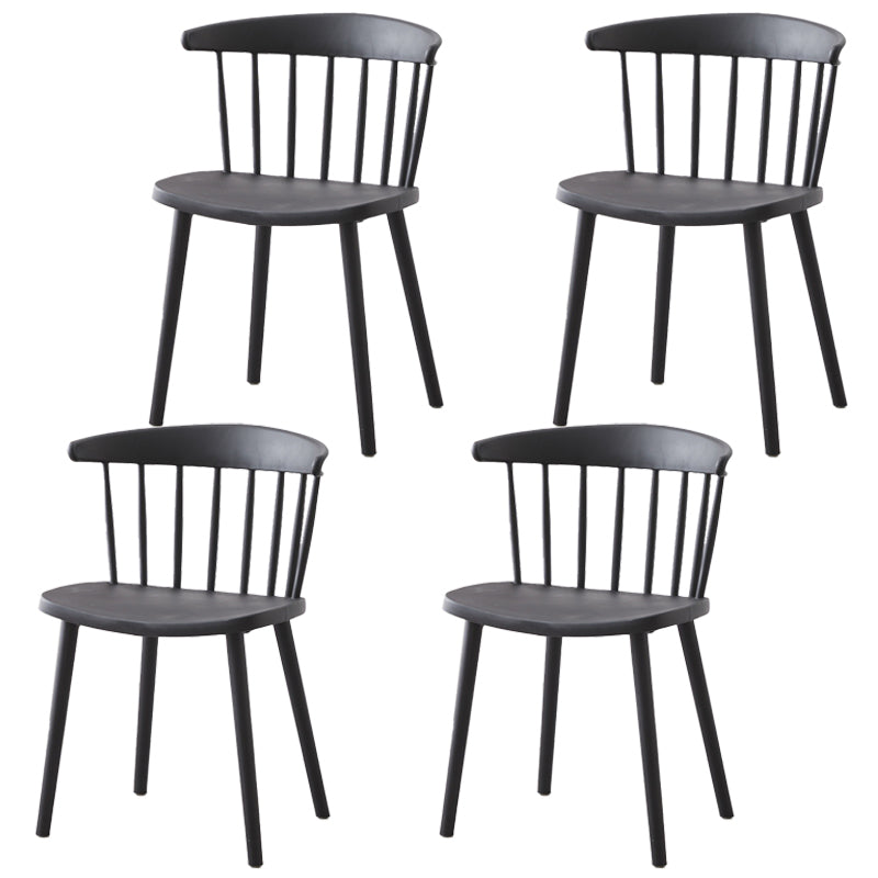 Scandinavian Home Slat Back Side Chair Matte Finish Plastic Dining Chair Black 4 Piece Set Clearhalo ' kitchen&dining_furn' 'Dining Chairs' 'Dining Tables & Seating' 'dining_chair' 'furn' 'furn_dining_chair' 'Furniture' 'furniture_dining_chair' 'Kitchen & Dining Furniture' 'kitchen' 4316287