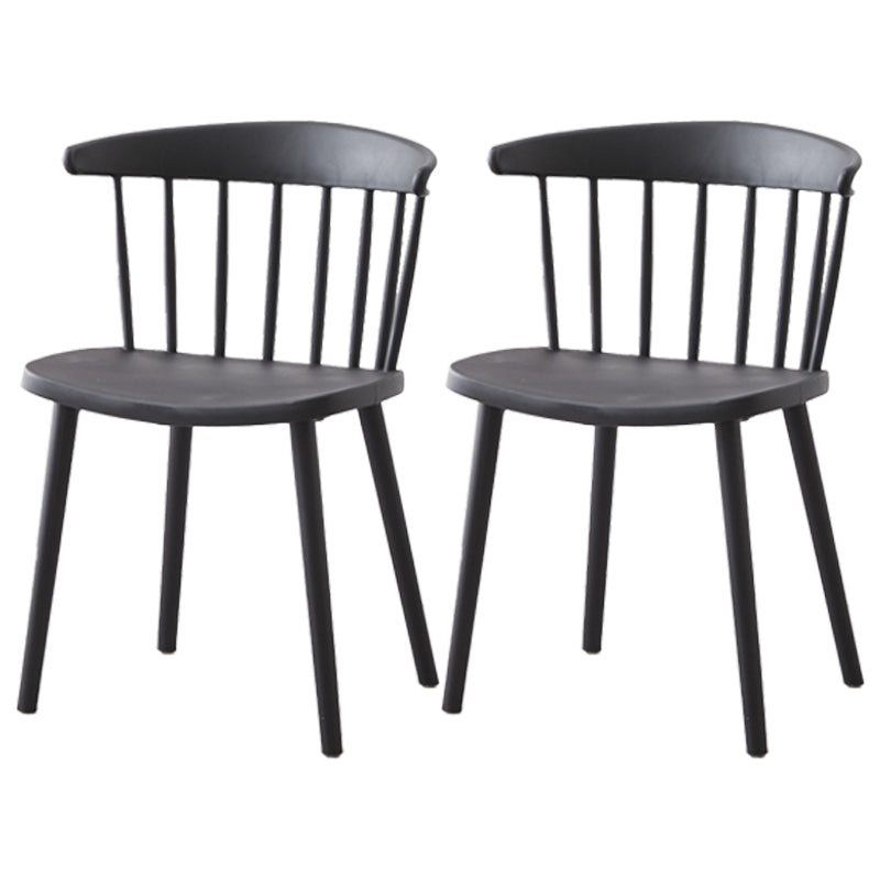 Scandinavian Home Slat Back Side Chair Matte Finish Plastic Dining Chair Black 2 Piece Set Clearhalo ' kitchen&dining_furn' 'Dining Chairs' 'Dining Tables & Seating' 'dining_chair' 'furn' 'furn_dining_chair' 'Furniture' 'furniture_dining_chair' 'Kitchen & Dining Furniture' 'kitchen' 4316289