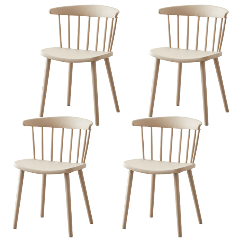 Scandinavian Home Slat Back Side Chair Matte Finish Plastic Dining Chair Khaki 4 Piece Set Clearhalo ' kitchen&dining_furn' 'Dining Chairs' 'Dining Tables & Seating' 'dining_chair' 'furn' 'furn_dining_chair' 'Furniture' 'furniture_dining_chair' 'Kitchen & Dining Furniture' 'kitchen' 4316293