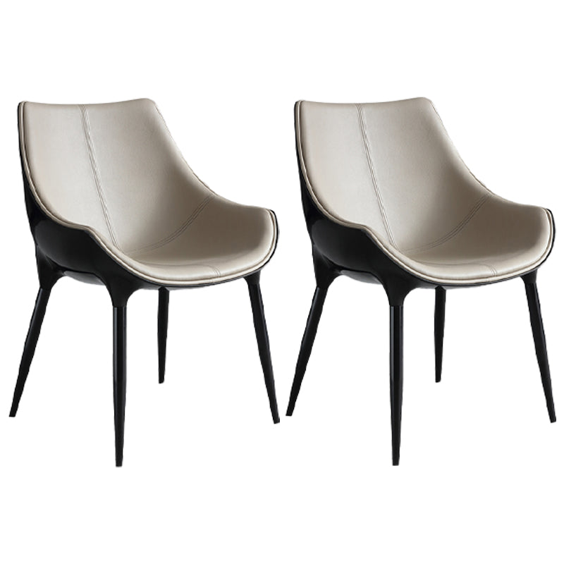 Modern Leather Dining Room Chair Arm Metal Dining Chairs for Restaurant Cream Gray 2 Piece Set Clearhalo ' kitchen&dining_furn' 'Dining Chairs' 'Dining Tables & Seating' 'dining_chair' 'furn' 'furn_dining_chair' 'Furniture' 'furniture_dining_chair' 'Kitchen & Dining Furniture' 'kitchen' 4316324
