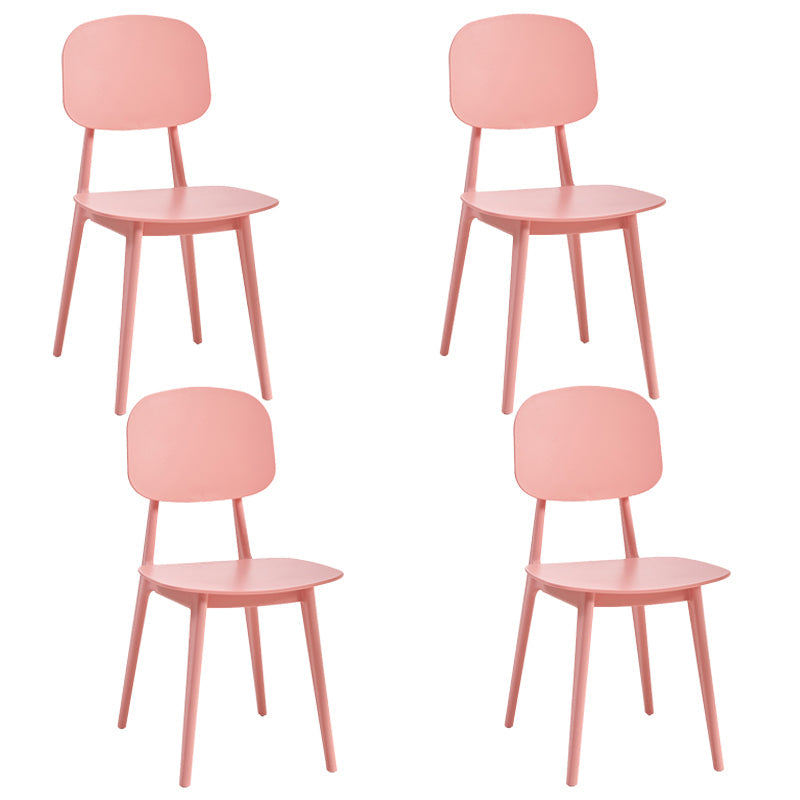 Scandinavian Restaurant Plastic Side Chair Open Back Matte Finish Dining Chair Pink Set of 4 Clearhalo ' kitchen&dining_furn' 'Dining Chairs' 'Dining Tables & Seating' 'dining_chair' 'Furniture' 'furniture_dining_chair' 'Kitchen & Dining Furniture' 'kitchen' 4316339