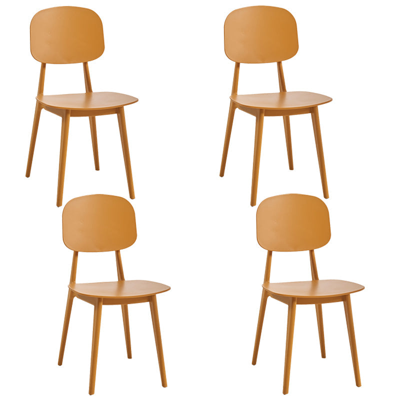 Scandinavian Restaurant Plastic Side Chair Open Back Matte Finish Dining Chair Yellow Set of 4 Clearhalo ' kitchen&dining_furn' 'Dining Chairs' 'Dining Tables & Seating' 'dining_chair' 'Furniture' 'furniture_dining_chair' 'Kitchen & Dining Furniture' 'kitchen' 4316347